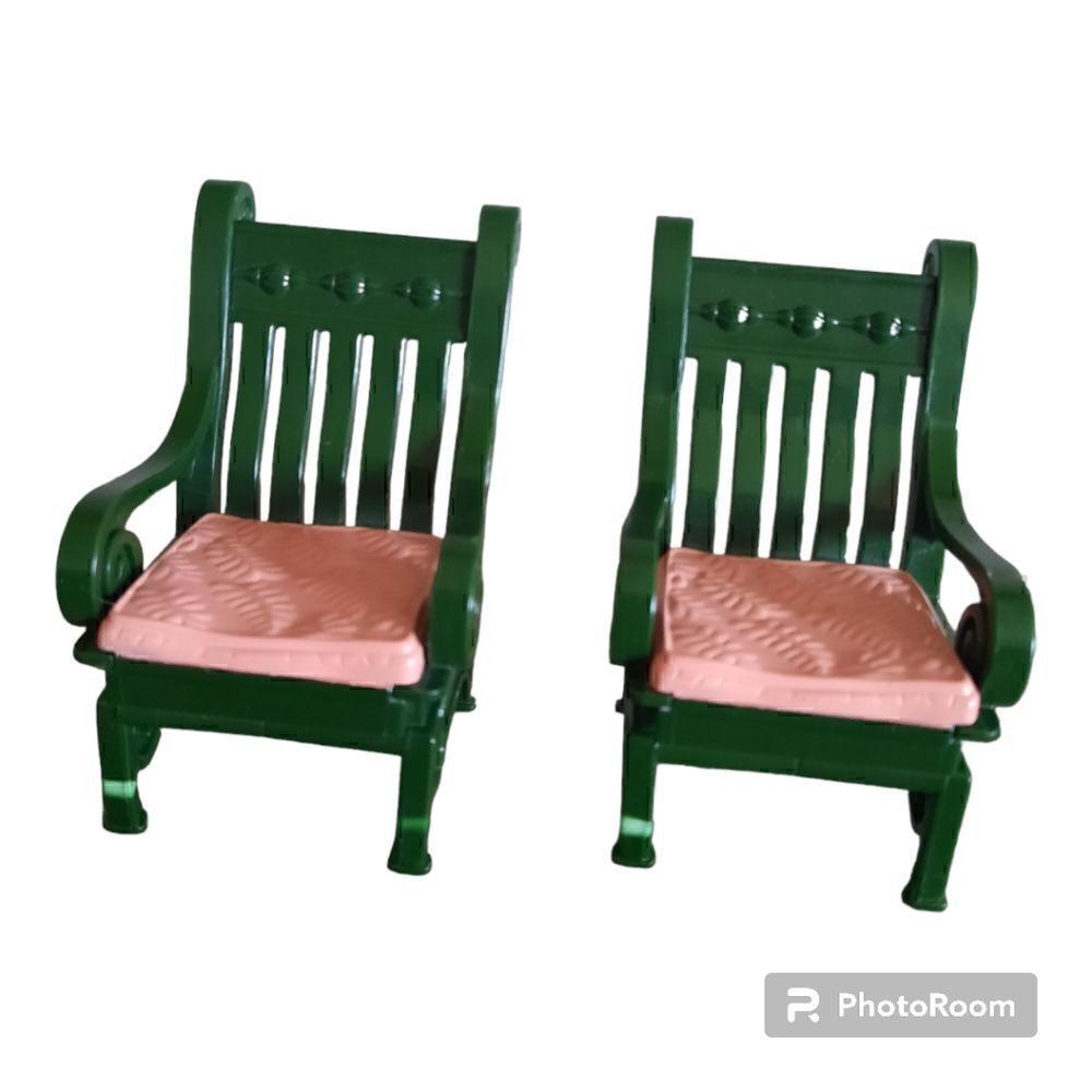Fisher Price Loving Family Dollhouse Furniture Green Pink Replacement Chairs